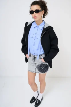 Discount KIKISIX FELPA OVER LUNGA ACCOPPIATA NERO