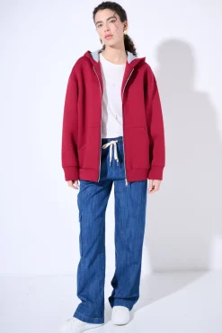 Fashion KIKISIX FELPA OVER LUNGA ACCOPPIATA VINO