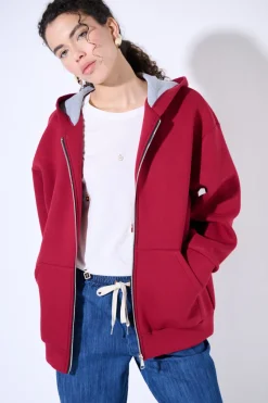 Fashion KIKISIX FELPA OVER LUNGA ACCOPPIATA VINO