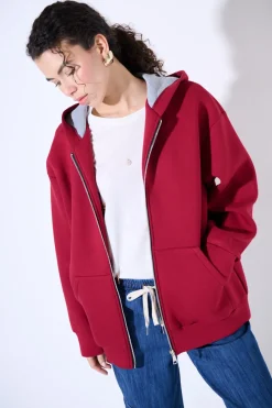 Fashion KIKISIX FELPA OVER LUNGA ACCOPPIATA VINO