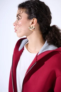 Fashion KIKISIX FELPA OVER LUNGA ACCOPPIATA VINO