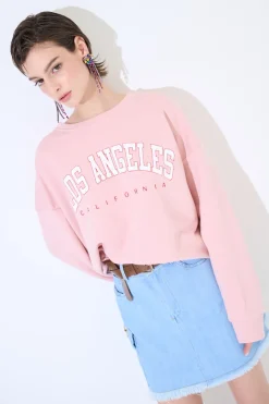 Clearance KIKISIX FELPA OVER STAMPA LOS ANGELES ROSA