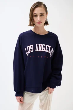 New KIKISIX FELPA OVER STAMPA LOS ANGELES BLU