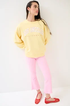 Outlet KIKISIX FELPA OVER STAMPA LOS ANGELES GIALLO