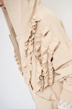 Best KIKISIX FELPA ZIP CON ROUCHES AVORIO