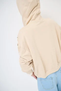 Best KIKISIX FELPA ZIP CON ROUCHES AVORIO