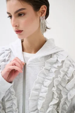 Outlet KIKISIX FELPA ZIP CON ROUCHES GRIGIO