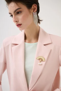 Clearance KIKISIX GIACCA 1 BOTTONE CON SPILLE E PROFILO RASO ROSA