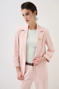 Clearance KIKISIX GIACCA 1 BOTTONE CON SPILLE E PROFILO RASO ROSA