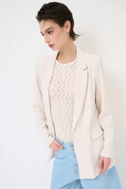 Online KIKISIX GIACCA CADI FINTO ABBOTTONATA VANIGLIA