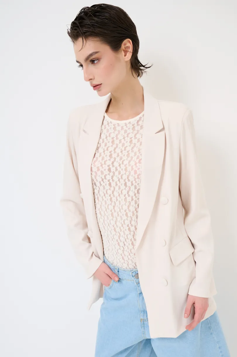 Online KIKISIX GIACCA CADI FINTO ABBOTTONATA VANIGLIA