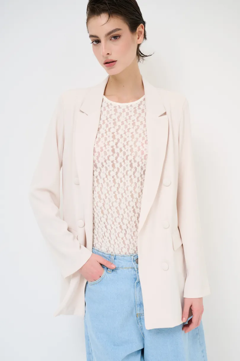 Online KIKISIX GIACCA CADI FINTO ABBOTTONATA VANIGLIA