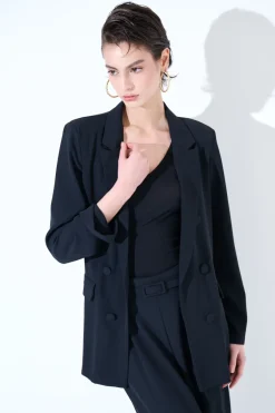 Clearance KIKISIX GIACCA CADI FINTO ABBOTTONATA NERO