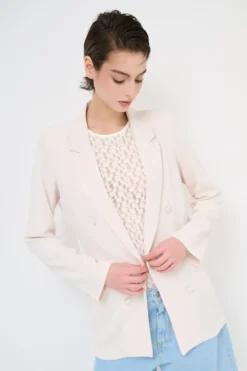 Online KIKISIX GIACCA CADI FINTO ABBOTTONATA VANIGLIA