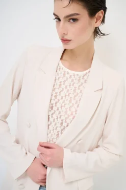 Online KIKISIX GIACCA CADI FINTO ABBOTTONATA VANIGLIA