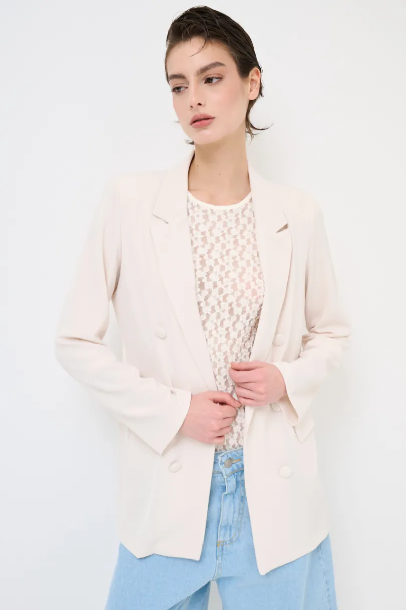 Online KIKISIX GIACCA CADI FINTO ABBOTTONATA VANIGLIA