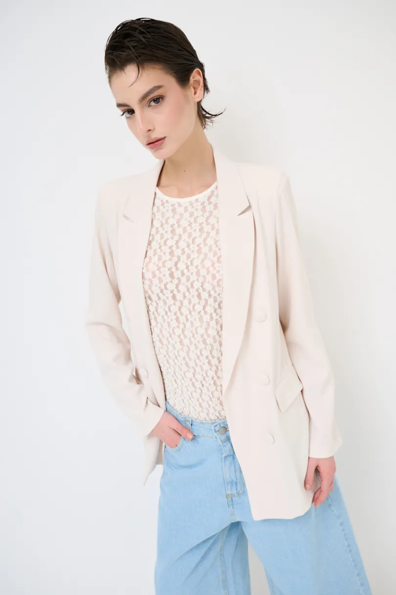 Online KIKISIX GIACCA CADI FINTO ABBOTTONATA VANIGLIA