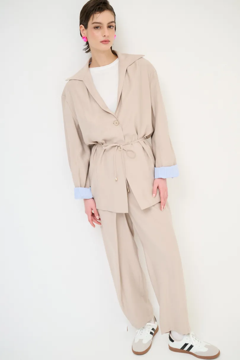 Sale KIKISIX GIACCA CAMICIA CON FODERA RIGA SABBIA