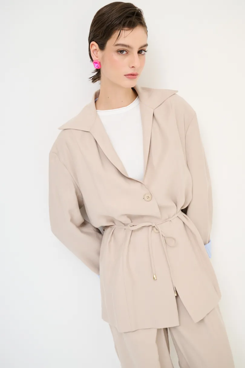 Sale KIKISIX GIACCA CAMICIA CON FODERA RIGA SABBIA