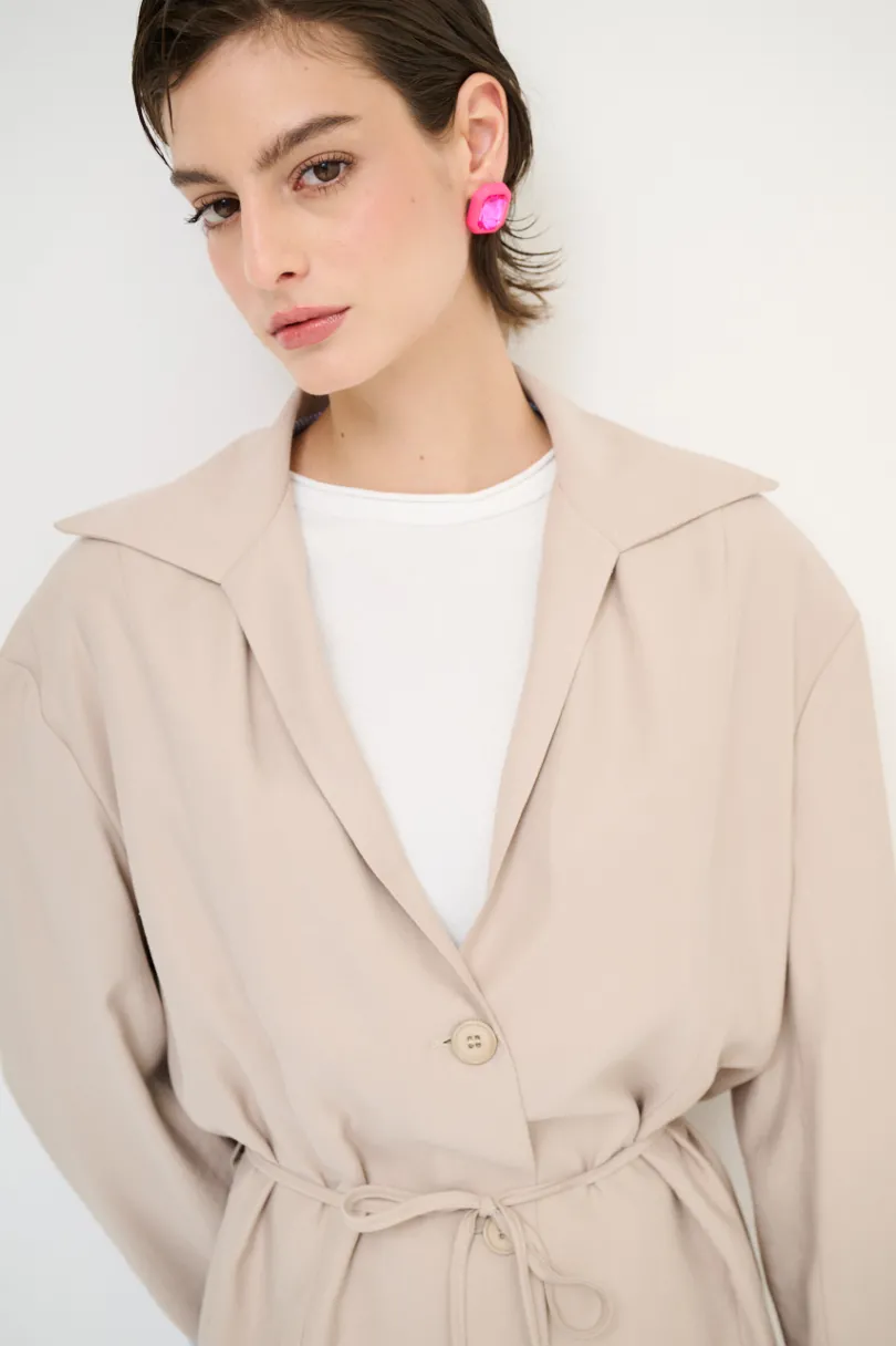 Sale KIKISIX GIACCA CAMICIA CON FODERA RIGA SABBIA