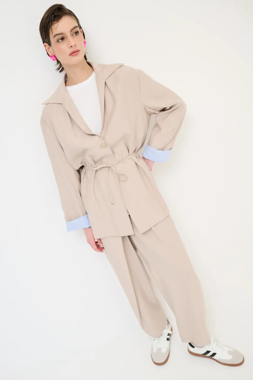 Sale KIKISIX GIACCA CAMICIA CON FODERA RIGA SABBIA