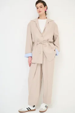 Sale KIKISIX GIACCA CAMICIA CON FODERA RIGA SABBIA