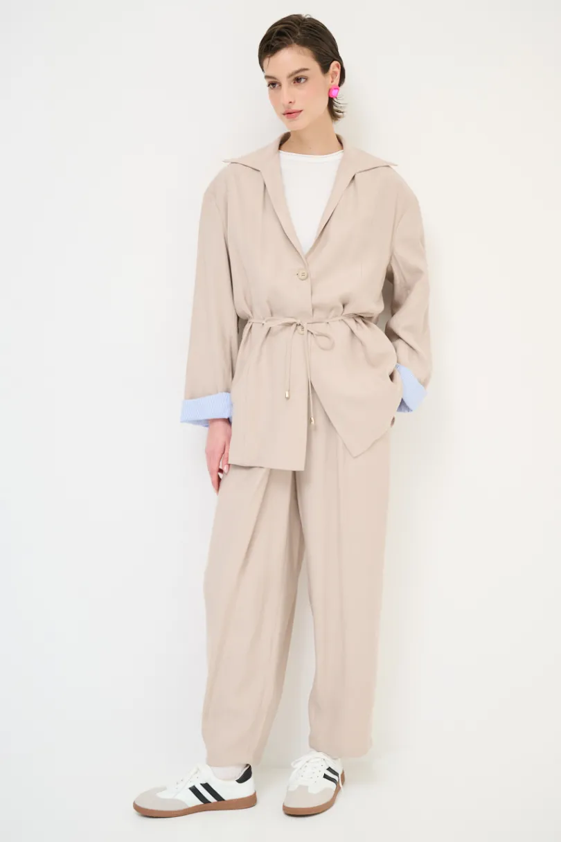 Sale KIKISIX GIACCA CAMICIA CON FODERA RIGA SABBIA