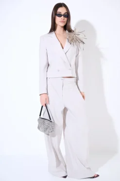 Fashion KIKISIX GIACCA CROP DOPPIO PETTO CON SPILLA PIUME BEIGE