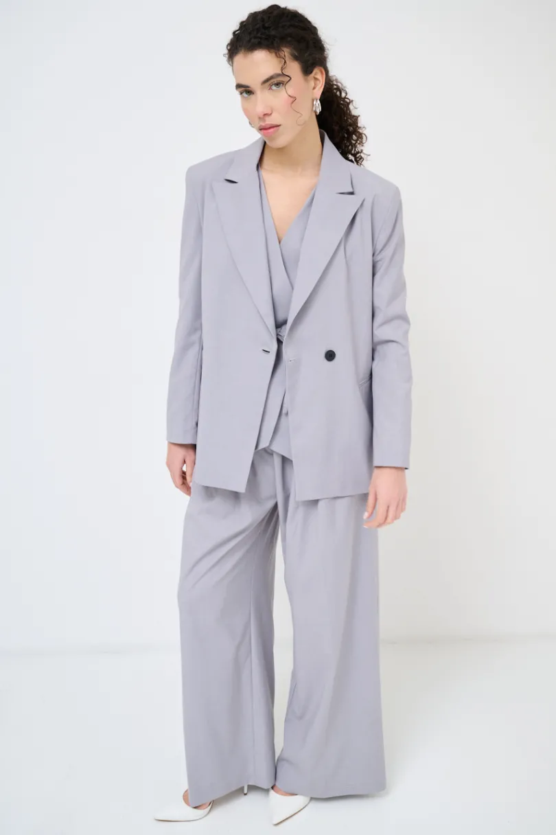 Discount KIKISIX GIACCA DOPPIO PETTO BOTTONE A CONTRASTO NERO GRIGIO