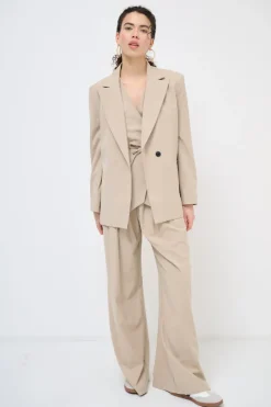 New KIKISIX GIACCA DOPPIO PETTO BOTTONE A CONTRASTO NERO BEIGE