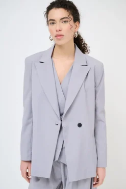 Discount KIKISIX GIACCA DOPPIO PETTO BOTTONE A CONTRASTO NERO GRIGIO