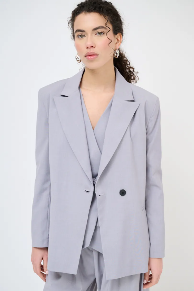 Discount KIKISIX GIACCA DOPPIO PETTO BOTTONE A CONTRASTO NERO GRIGIO