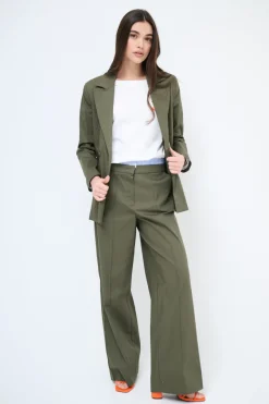 Online KIKISIX GIACCA DOPPIO PETTO COTONE CON FODERA RIGHE VERDE MILITARE