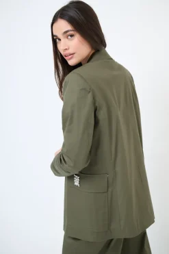 Online KIKISIX GIACCA DOPPIO PETTO COTONE CON FODERA RIGHE VERDE MILITARE