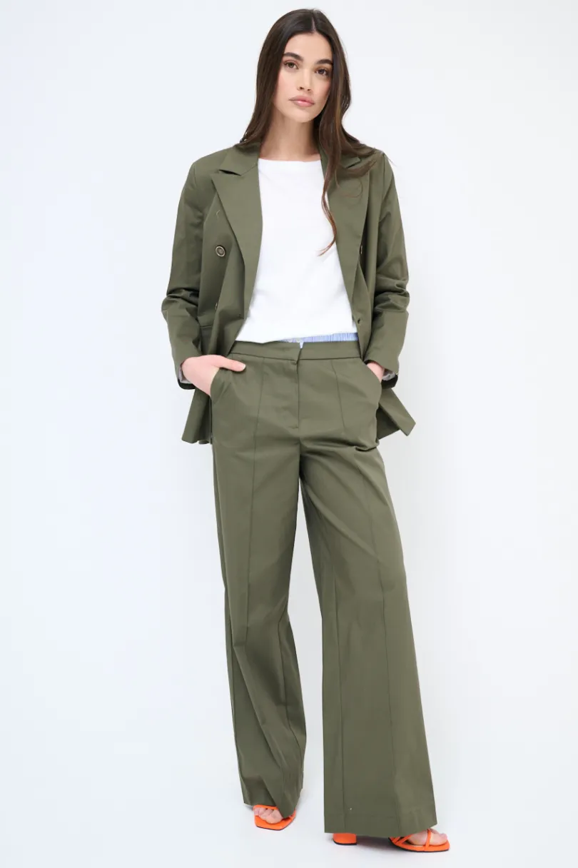 Online KIKISIX GIACCA DOPPIO PETTO COTONE CON FODERA RIGHE VERDE MILITARE