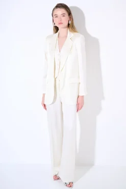 Clearance KIKISIX GIACCA MONOPETTO UN BOTTONE RICOPERTO RASO PANNA