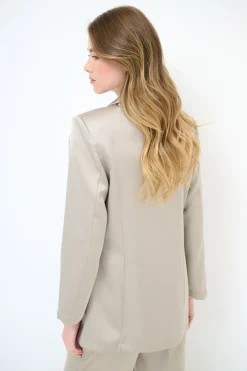 Outlet KIKISIX GIACCA MONOPETTO UN BOTTONE RICOPERTO RASO BEIGE