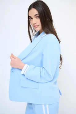 Sale KIKISIX GIACCA OVER CON POLSINO MANICA CELESTE