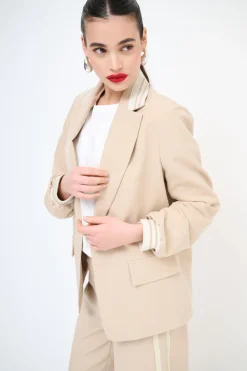 New KIKISIX GIACCA OVER CON POLSINO MANICA BEIGE