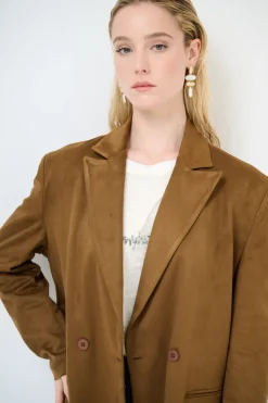 New KIKISIX GIACCA OVER DAINETTO CON FILETTO TABACCO