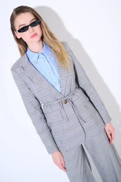 Discount KIKISIX GIACCA QUADRO CHECK BEIGE