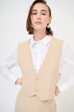 Discount KIKISIX GILET BIELASTICO BEIGE