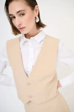 Discount KIKISIX GILET BIELASTICO BEIGE