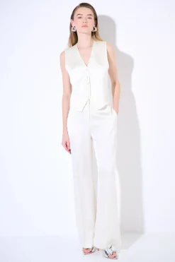 Online KIKISIX GILET BOTTONI RICOPERTI RASO PANNA