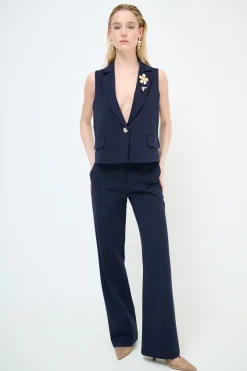 Best KIKISIX GILET CROP CON SPILLE BLU