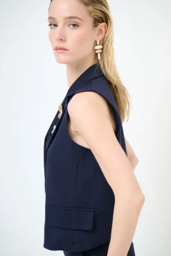 Best KIKISIX GILET CROP CON SPILLE BLU