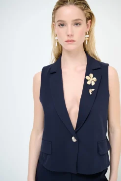 Best KIKISIX GILET CROP CON SPILLE BLU