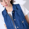 Fashion KIKISIX GILET CROP CON TASCHE BLU