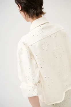 Clearance KIKISIX GIUBBOTTO DENIM CON RICAMO BURRO