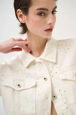 Clearance KIKISIX GIUBBOTTO DENIM CON RICAMO BURRO